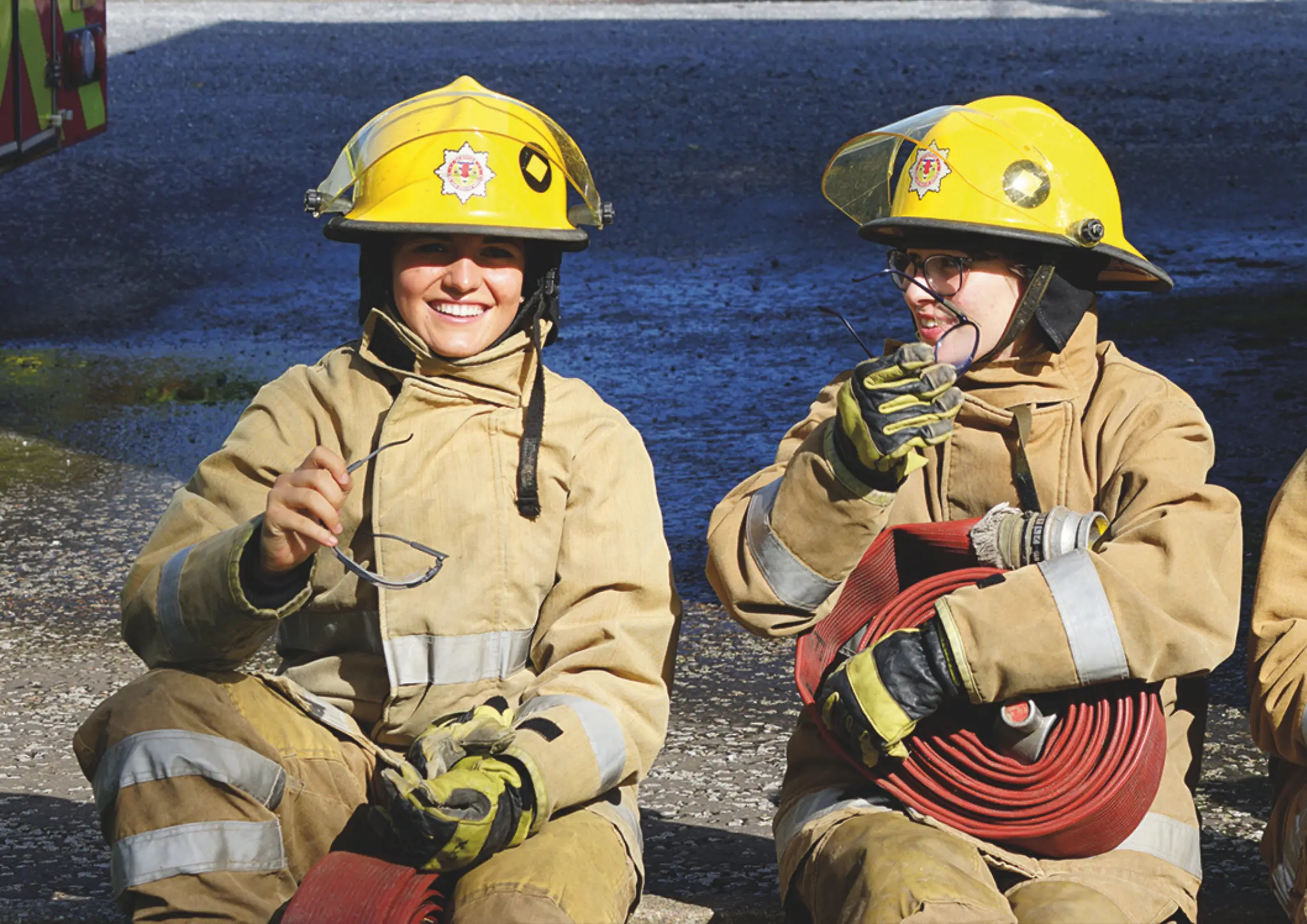 Gordonstoun Fire Service team take a break during hose drills