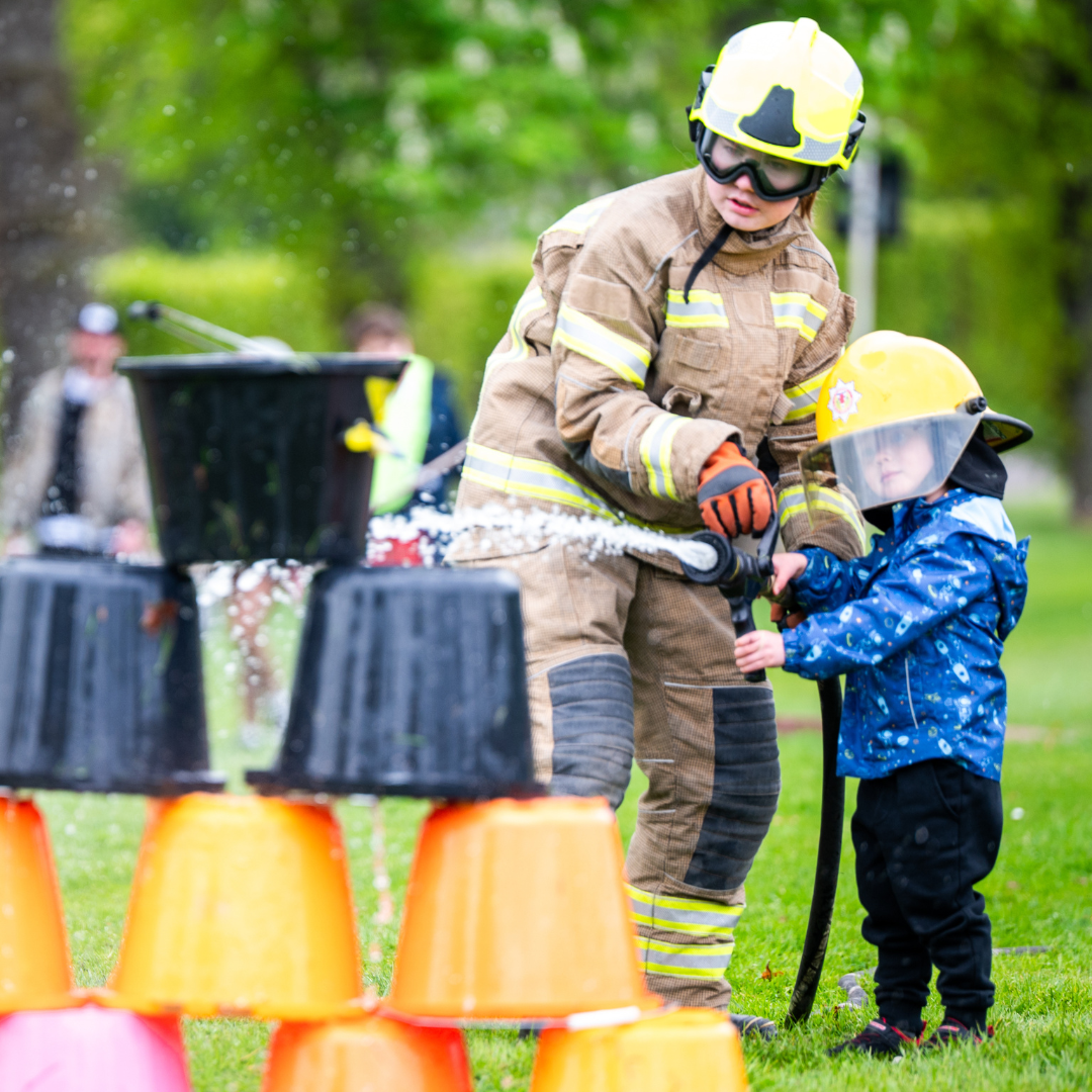 Gordonstoun Fire Service with young enthusiast